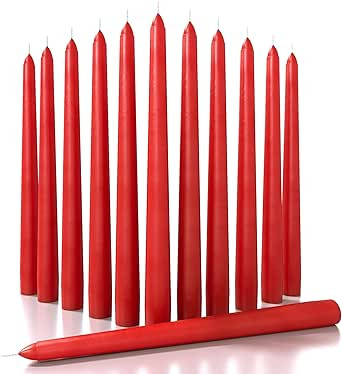 CANDWAX 12 inch Taper Candles Set of 12 - Red Christmas Candles Unscented -  Long Burning Candles... | Amazon (US)