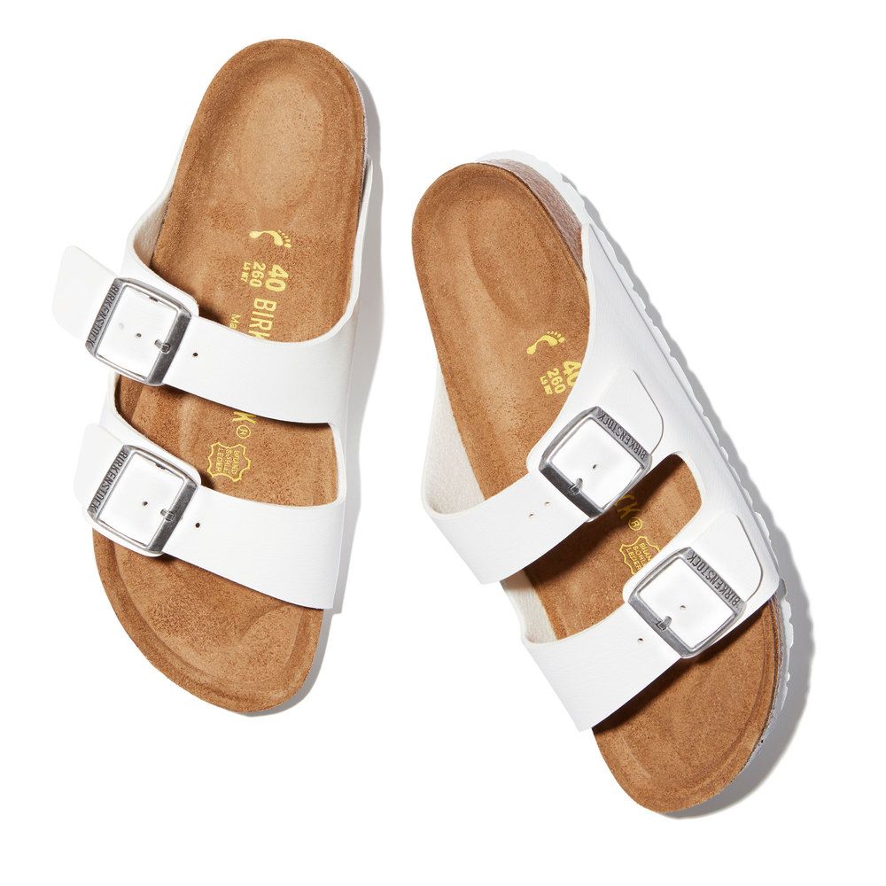 Arizona Birkenstock Sandal in White/Birko-Flor, Size IT 40 | goop