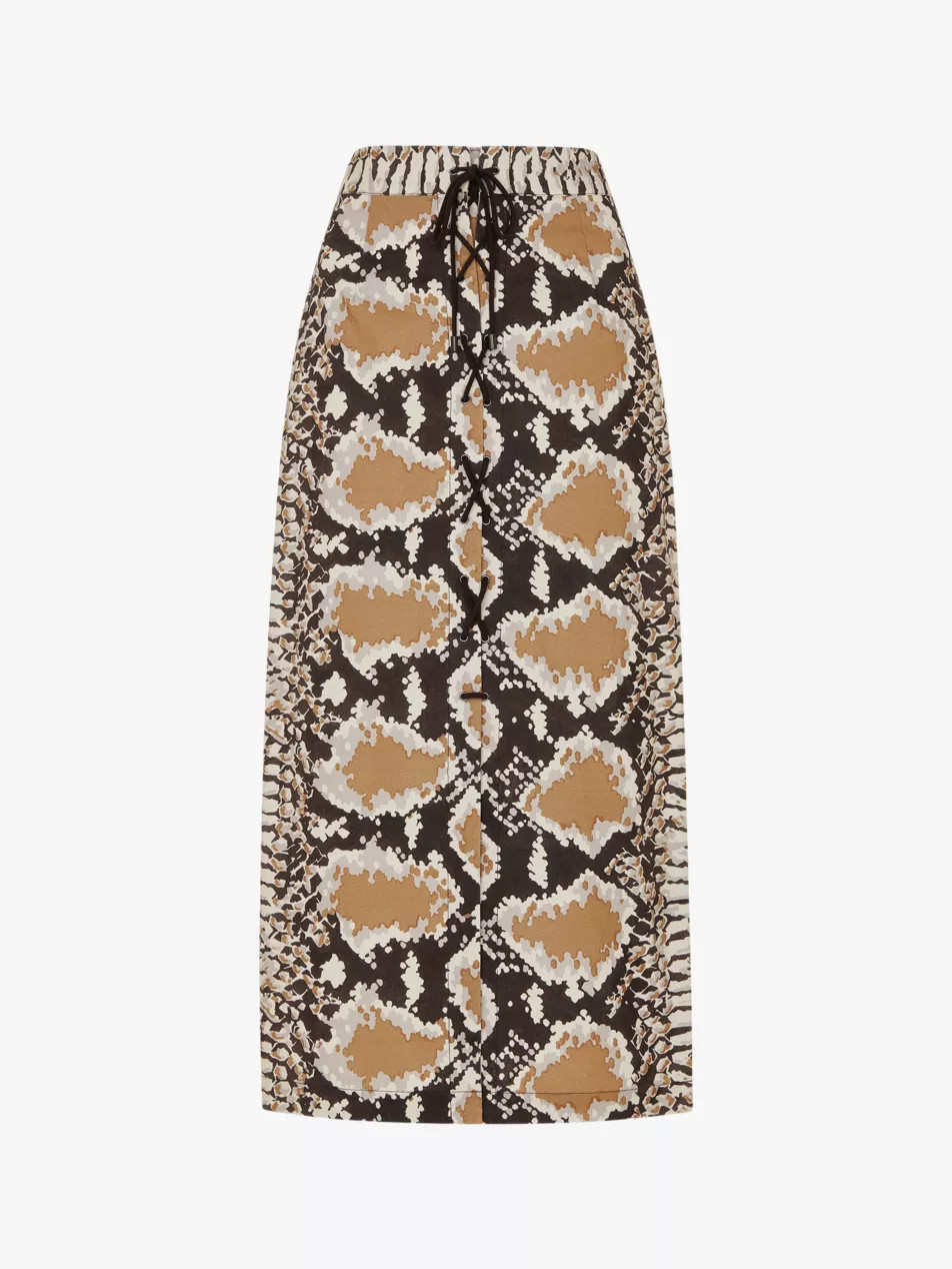 Limited Edition Snake-print high-rise cotton midi skirt | Selfridges