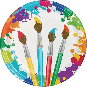 Creative Converting 8-Count Sturdy Style 8.75-Inch Round Paper Plates, Art Party, 8.5", Multicolo... | Amazon (US)