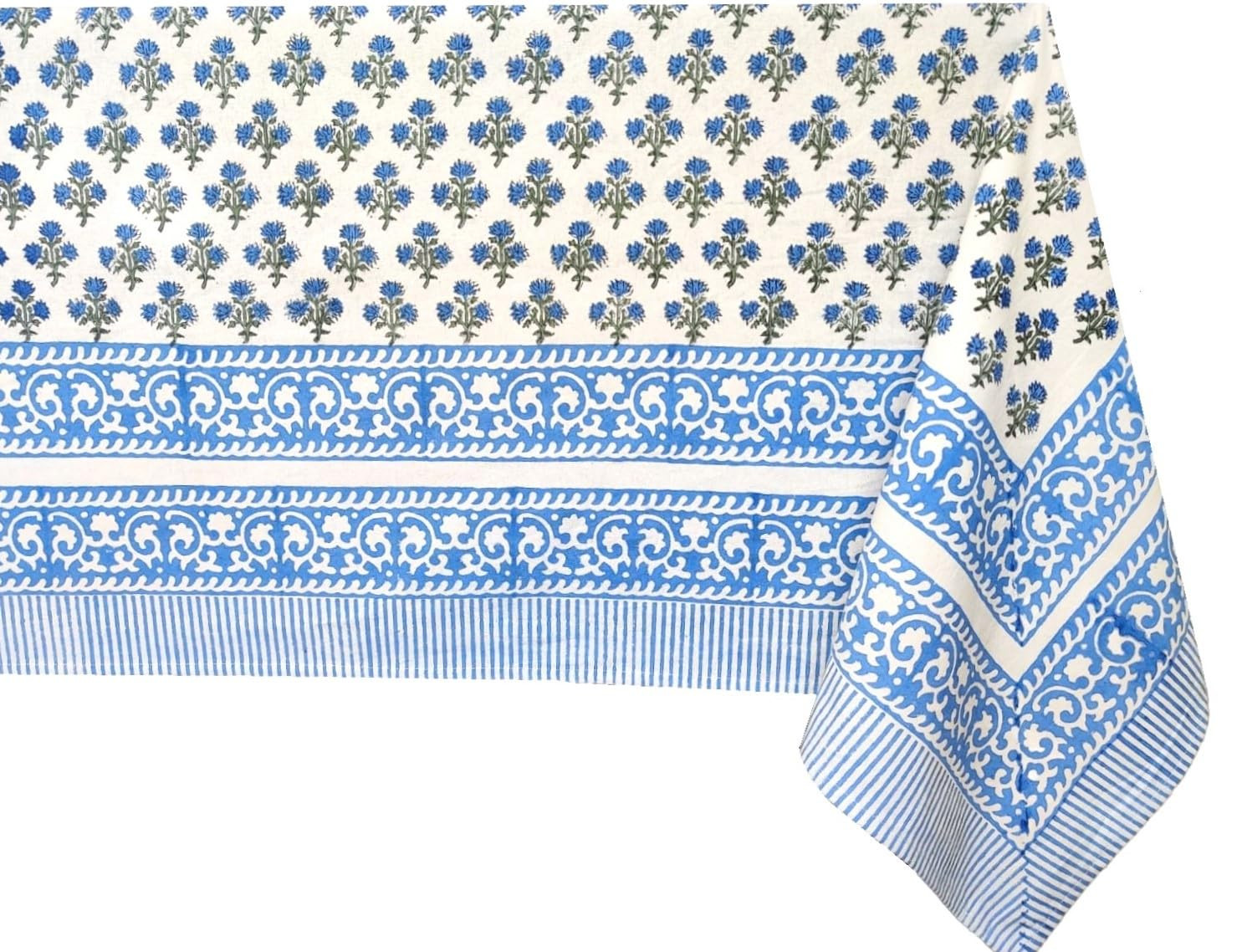 ATOSII Gulbahar Blue 100% Cotton Spring Square Tablecloth, Handblock Print Floral Table Cloth Lin... | Amazon (US)