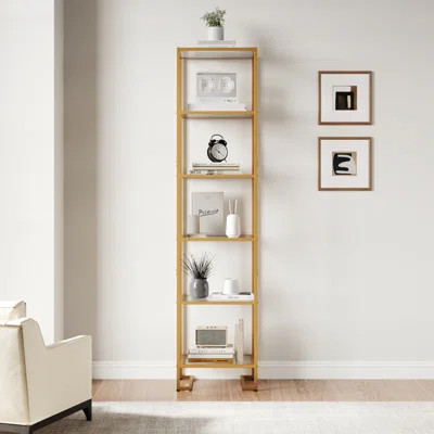 6-tier Glass Bookshelf, Tempered Glass Display Shelf, Modern Open Shelf Bookshelf, Slim Shelving Unit Bookcase For Living Room, Home Office, Bedroom | Wayfair North America