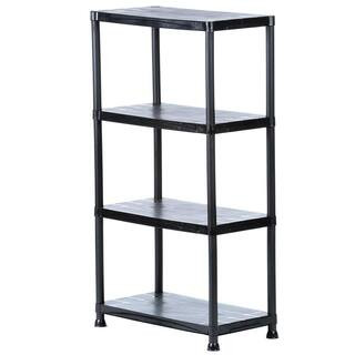 4-Tier Plastic Garage Storage Shelving Unit in Black (28 in. W x 52 in. H x 15 in. D) | The Home Depot