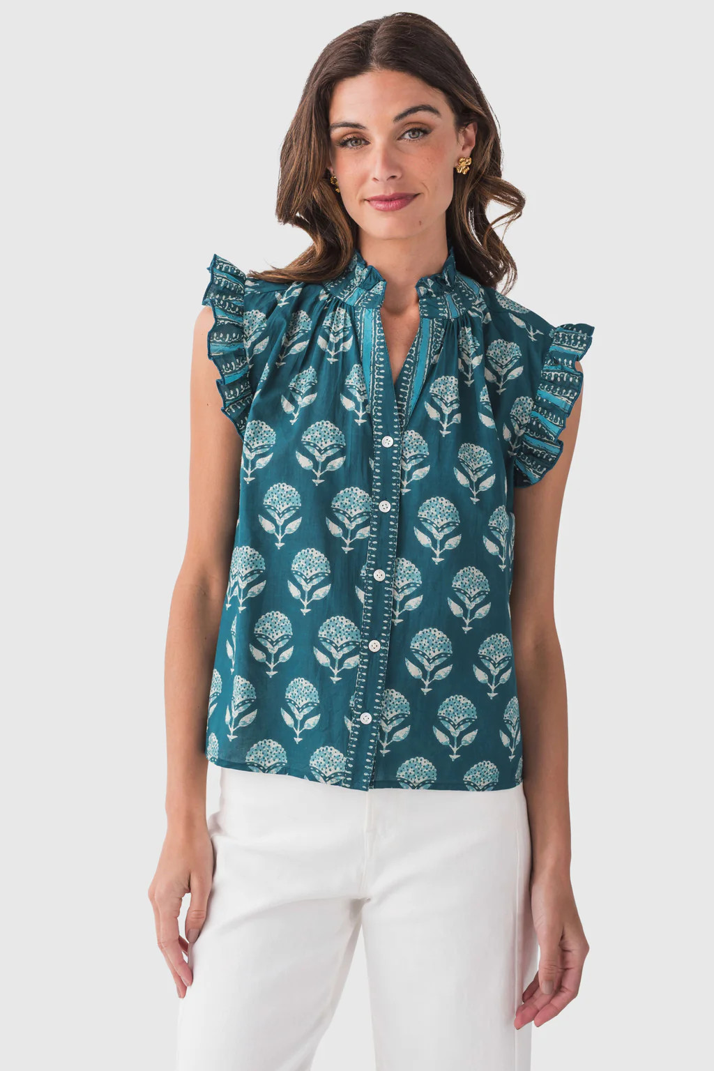 THML Large Block Print Button Front Top | Social Threads