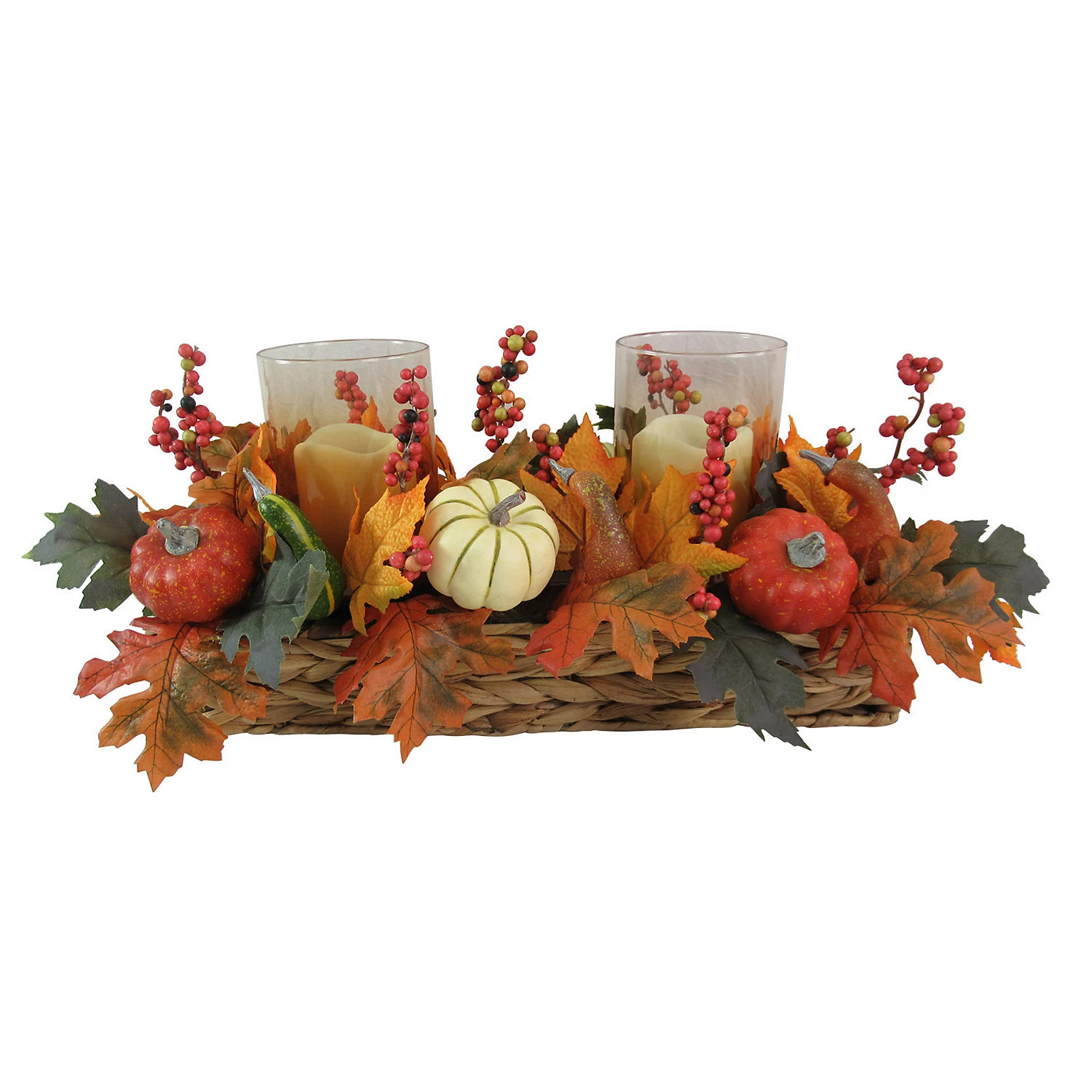 Celebrate Fall Together Artificial Pumpkin Leaves LED Candle Centerpiece Table Decor | Kohl's