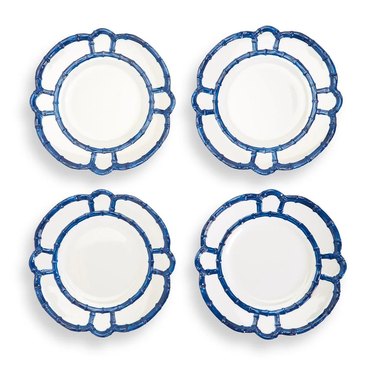 Two's Company Blue Bamboo Dinner Plates (Set of 4) | Pineapples Palms Too