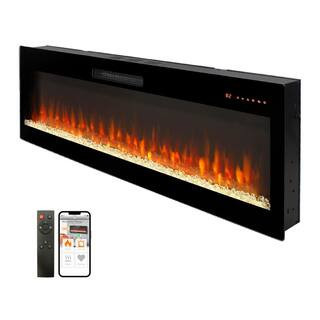 50 in. Wall Mount WiFi-Enabled Electric Fireplace, Recessed in-Wall and Wall-Mounted Heater | The Home Depot