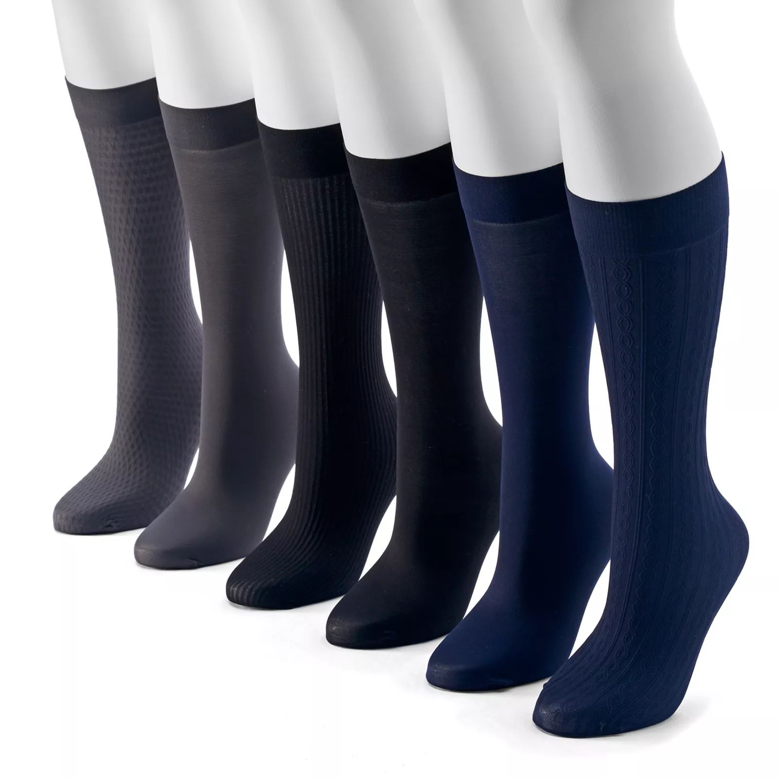 Women's Apt. 9 6-pk. Assorted Cable Knit Trouser Socks, Size: 9-11, Grey | Kohl's