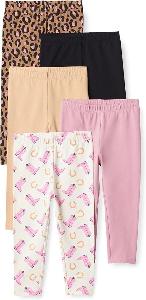 Amazon Essentials Girls' Cotton Stretch Leggings, Multipacks | Amazon (US)
