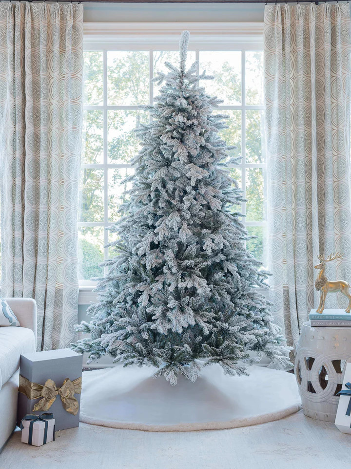 12' Queen Flock® Quick-Shape Artificial Christmas Tree with 1700 Warm White LED Lights | King of Christmas