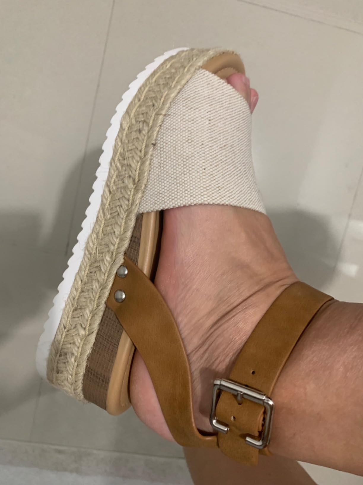 Soda Topic Open Toe Buckle Ankle Strap Espadrilles Flatform Wedge Casual Sandal | Amazon (US)