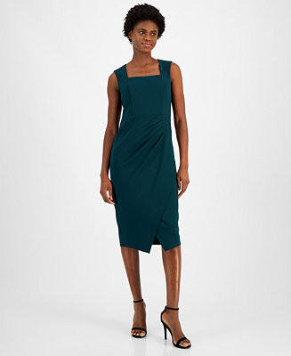Anne Klein Women's Square-Neck Sleeveless Side-Pleated Dress - Macy's | Macy's