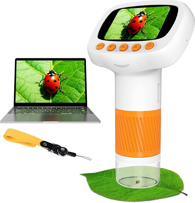 Pocket Kids Microscope for Over 3 Years Old, 1000X Handheld Microscope for Kids w/2''IPS Digital,... | Amazon (US)