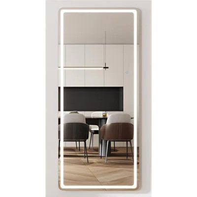 LED Full Length Mirror, 71" X 28" Oversized LED Mirror Full Length Lighted Floor Standing,Hanging Floor Mirror With Lighted Stand Free Standing For Be | Wayfair North America