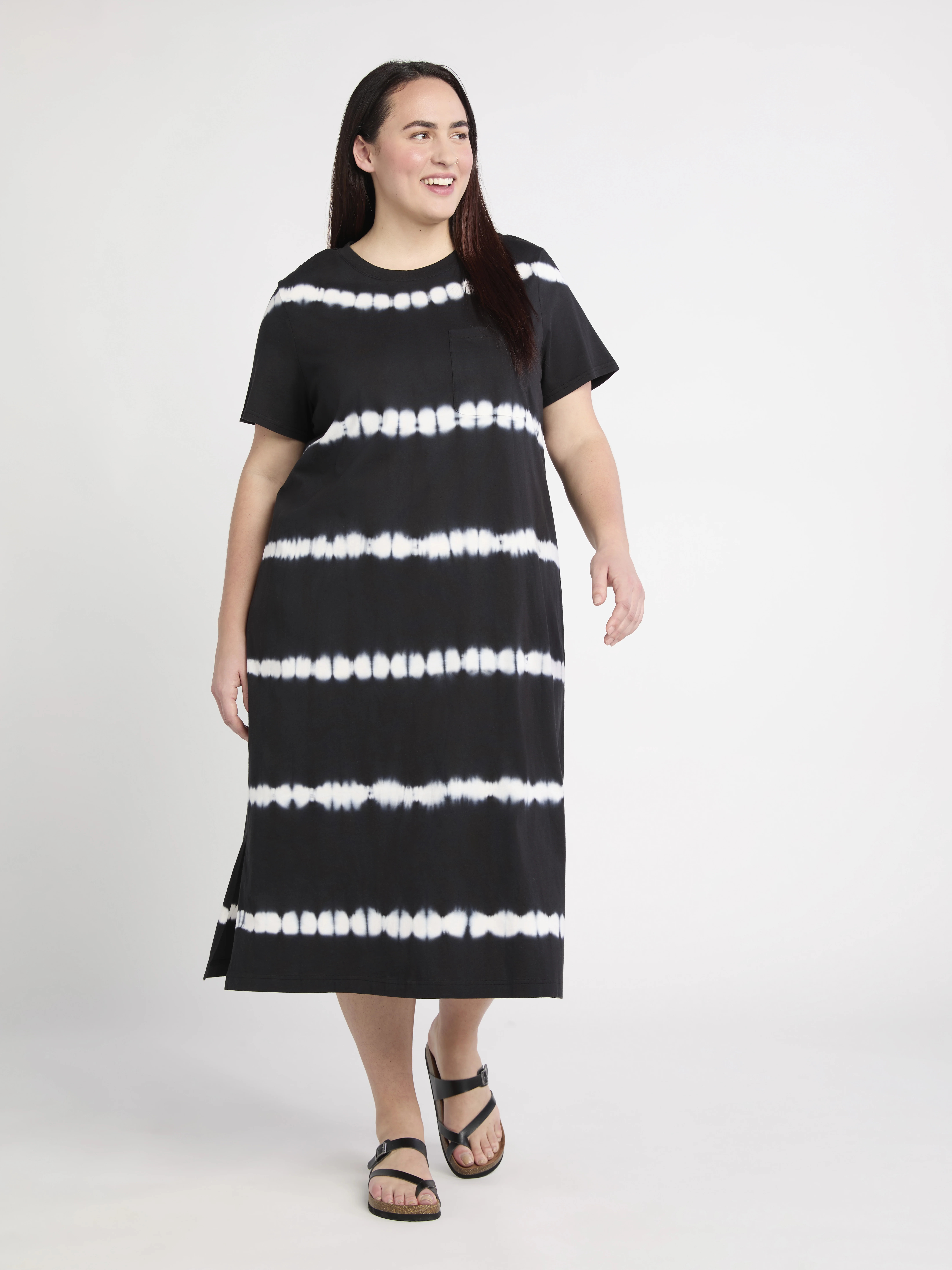 Time and Tru Women's and Women's Plus Cotton T-Shirt Dress with Short Sleeves, Sizes XS-4X | Walmart (US)