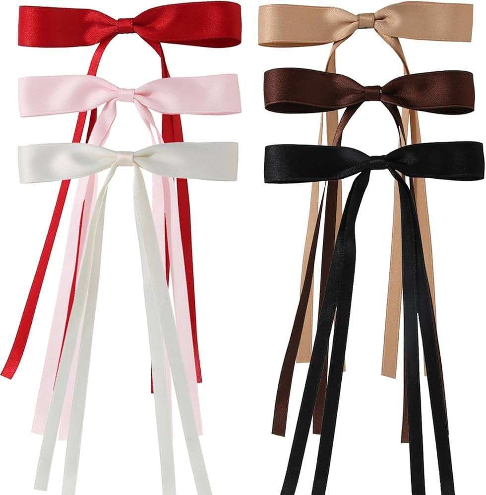 WENSIDUO 6 Pcs Tassel Hair Bow Clips for Women, Satin Ribbon Bows with Metal Clips Hair Accessori... | Amazon (CA)