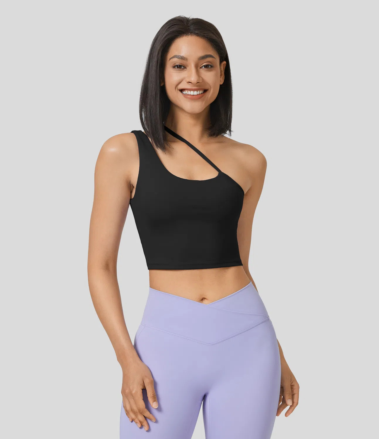 Women’s Softlyzero™ Airy Asymmetric Adjustable Strap Backless Cropped Cool Touch Yoga Tank To... | HALARA