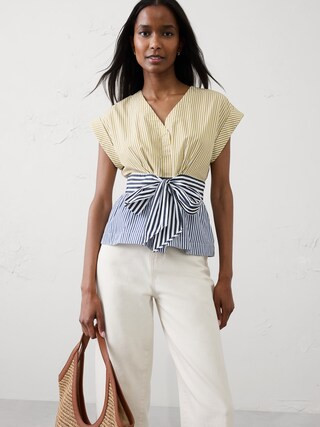 Poplin Tie-Front Top | Banana Republic Factory