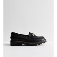 Women's Black Faux Leather Buckle Detail Loafers Vegan New Look | New Look (UK)