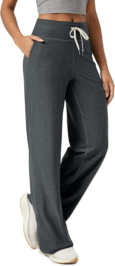 ODODOS Women's High-Rise Wide Leg Pants - Ultra Soft odSTRATUM Tech Drawstring Casual Relaxed Pan... | Amazon (US)