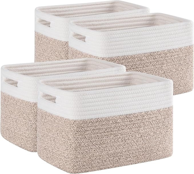 4 Pack Storage Baskets for Organizing, Woven Baskets for Shelves - Perfect for Toys, Books, Towel... | Amazon (US)