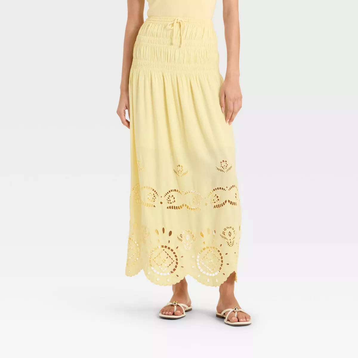 Women's High-RIse Embroidered Eyelet Drop Waist A-Line Skirt - Future Collective | Target