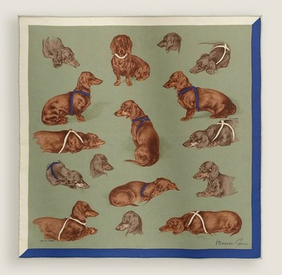 Hermès Les Bassets Carre 45 Scarf, designed by Xavier de Poret | eBay US