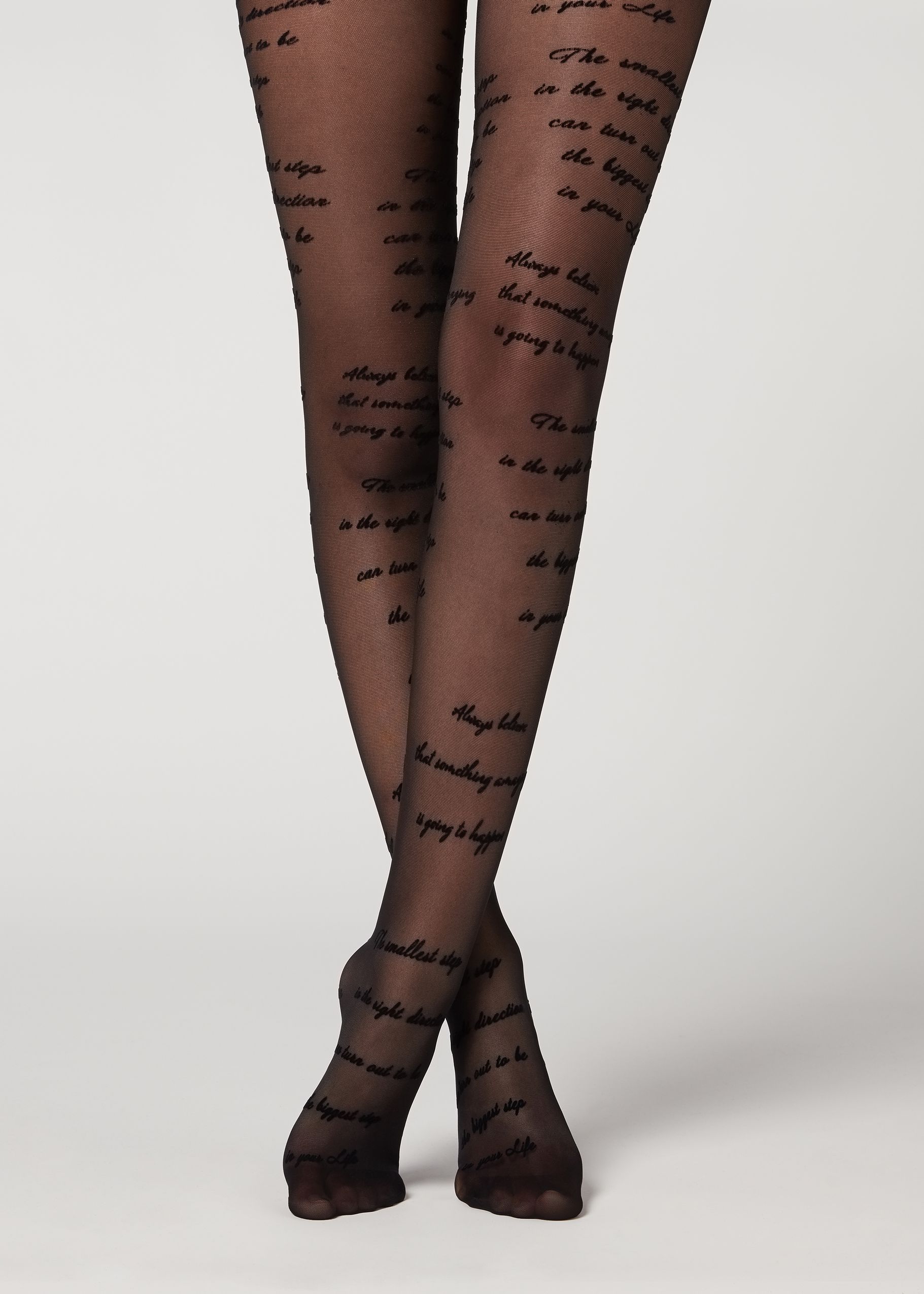 30 Denier Sheer Tights with Flock Print - Calzedonia | Calzedonia US