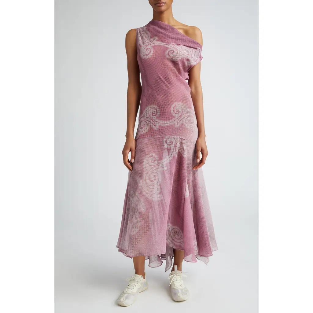 Paolina Russo Bias Cut Drop Waist Midi Dress in Pastel Pink at Nordstrom, Size Medium | Nordstrom