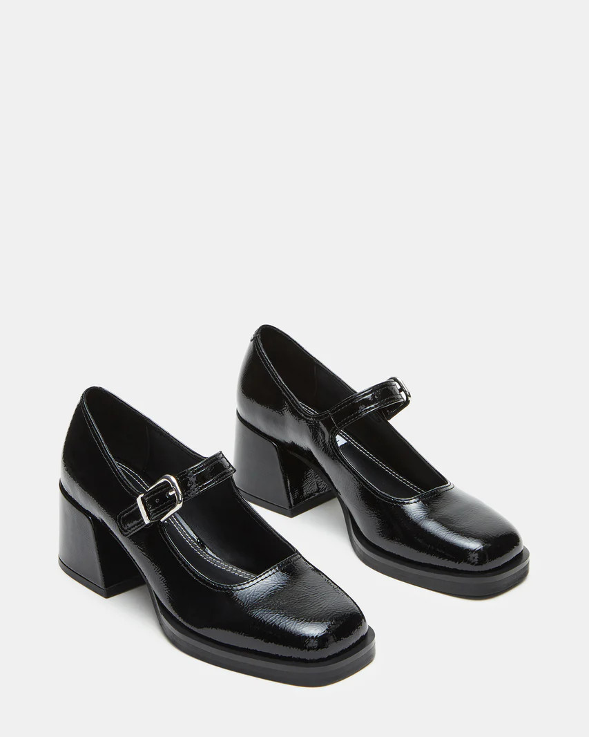 LISBON Black Square-Toe Mary Jane Loafer | Women's Loafers | Steve Madden (US)