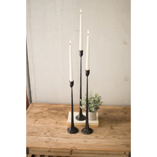 Cast Iron 3 Piece Candlestick Set | Wayfair North America