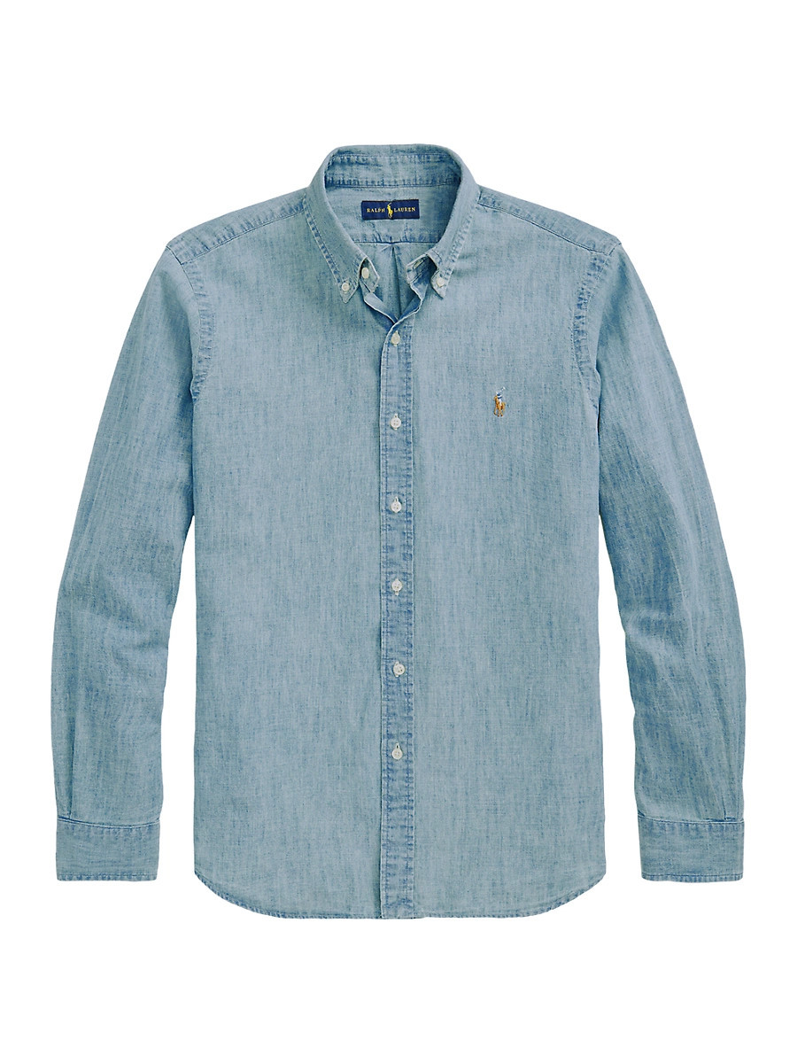 Men's Classic-Fit Chambray Shirt - Chambray - Size XXL | Saks Fifth Avenue