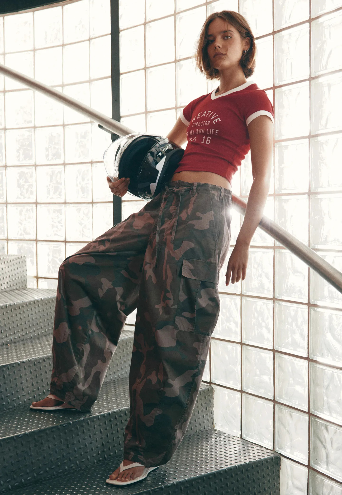 Printed cargo trousers - Women's fashion | Stradivarius United Kingdom | Stradivarius (UK)