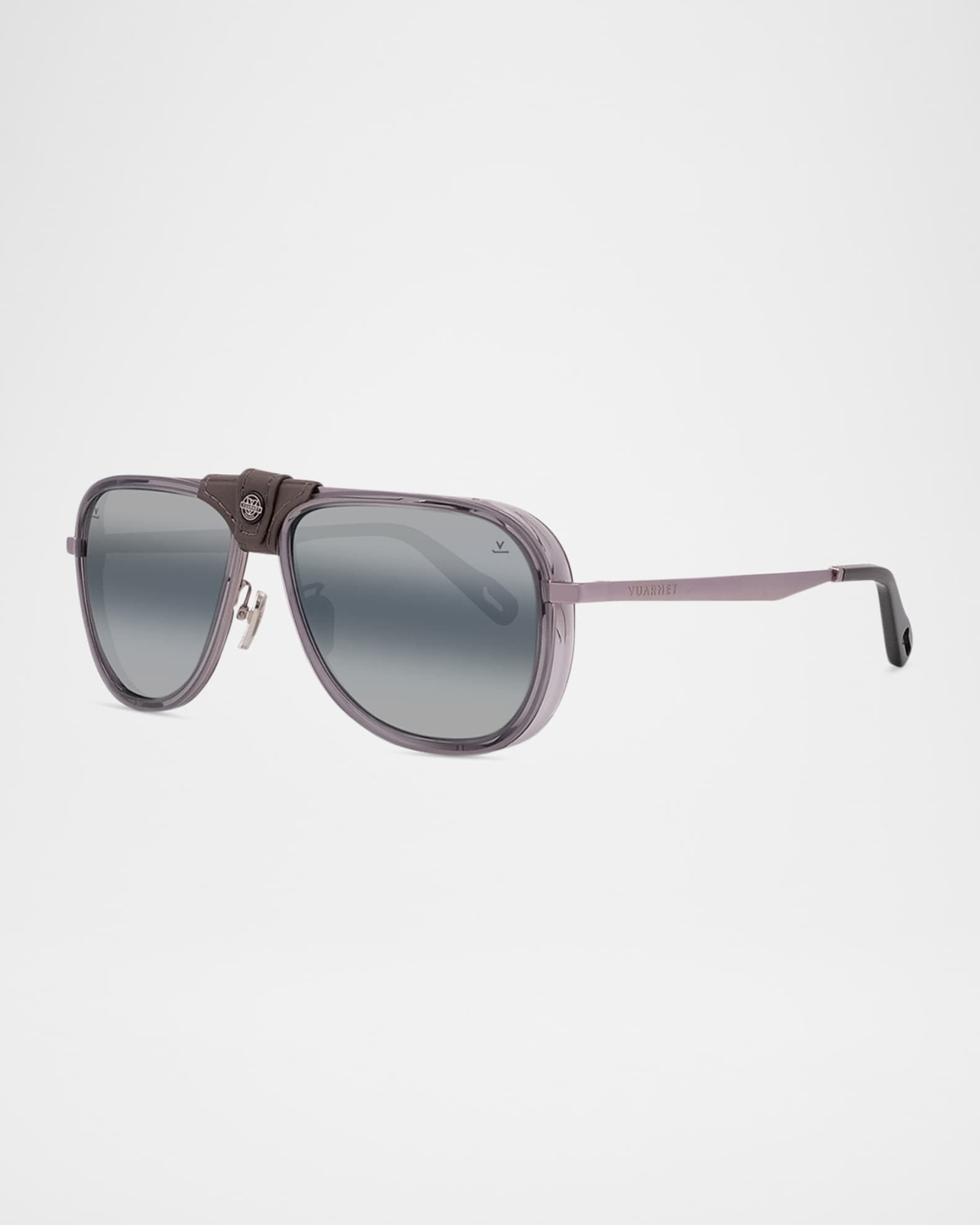 Men's Glacier 04 Titanium Aviator Sunglasses with Side Shields and Cord | Neiman Marcus