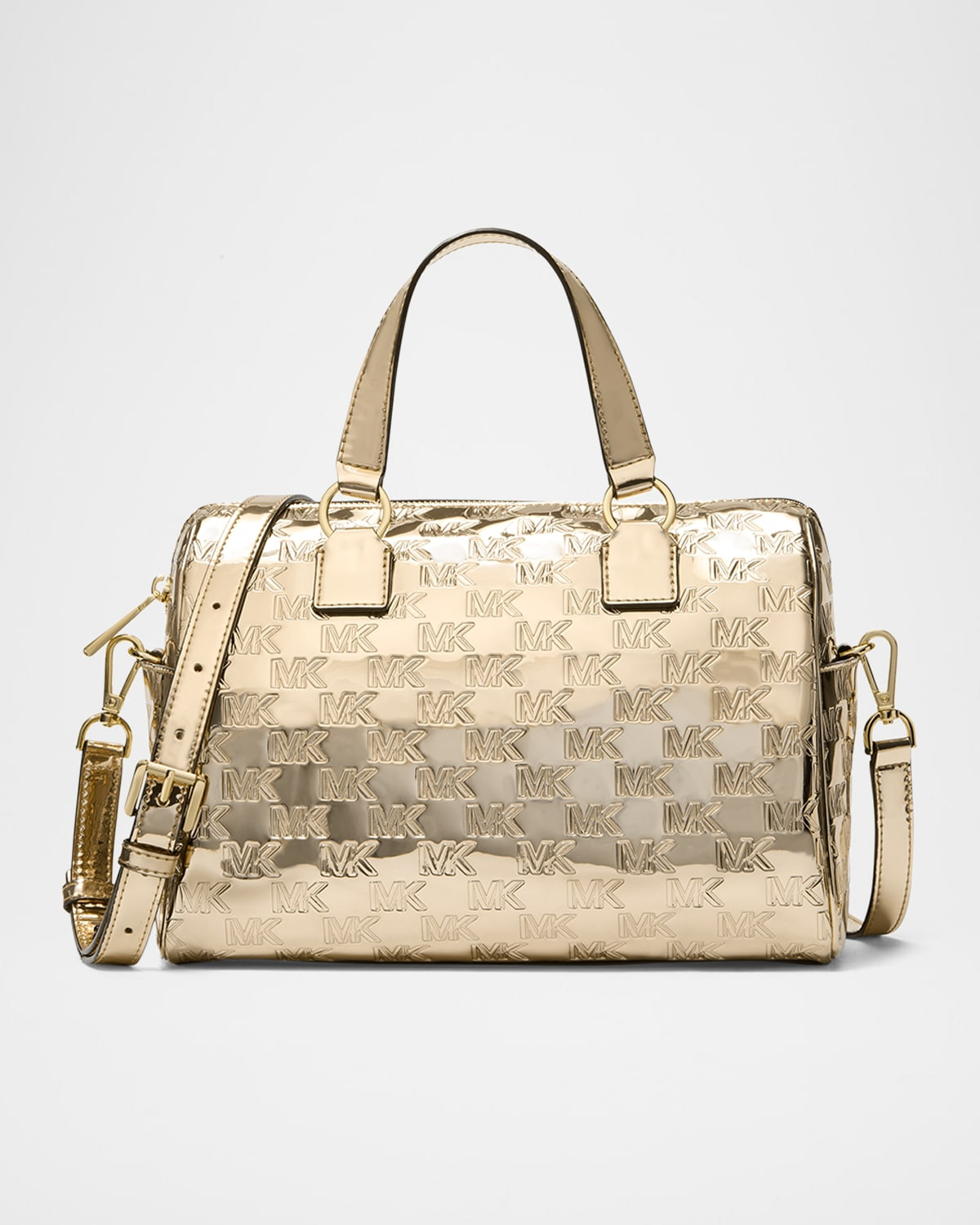 Mason Metallic Monogram Leather Shoulder Bag | Neiman Marcus