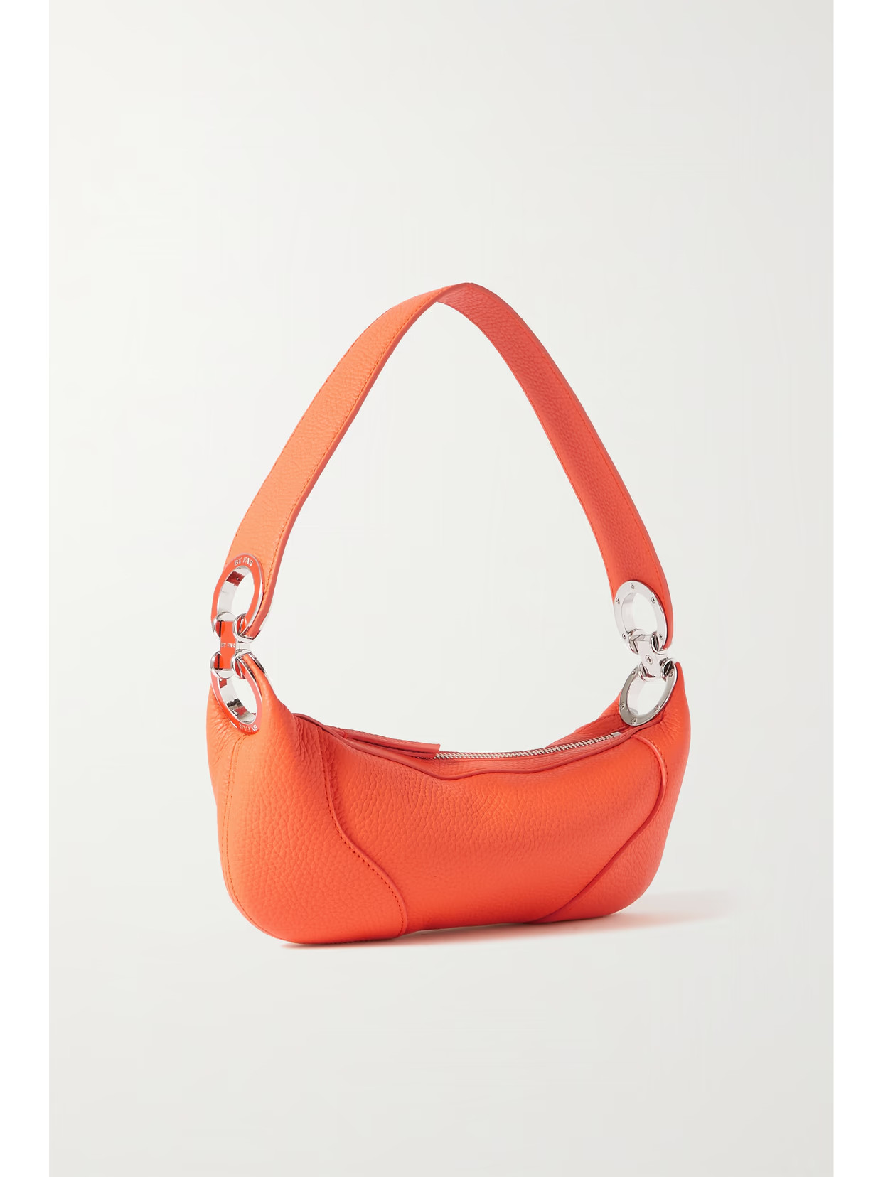 BY FAR - Amira Mini Textured-leather Shoulder Bag - Orange | NET-A-PORTER (US)