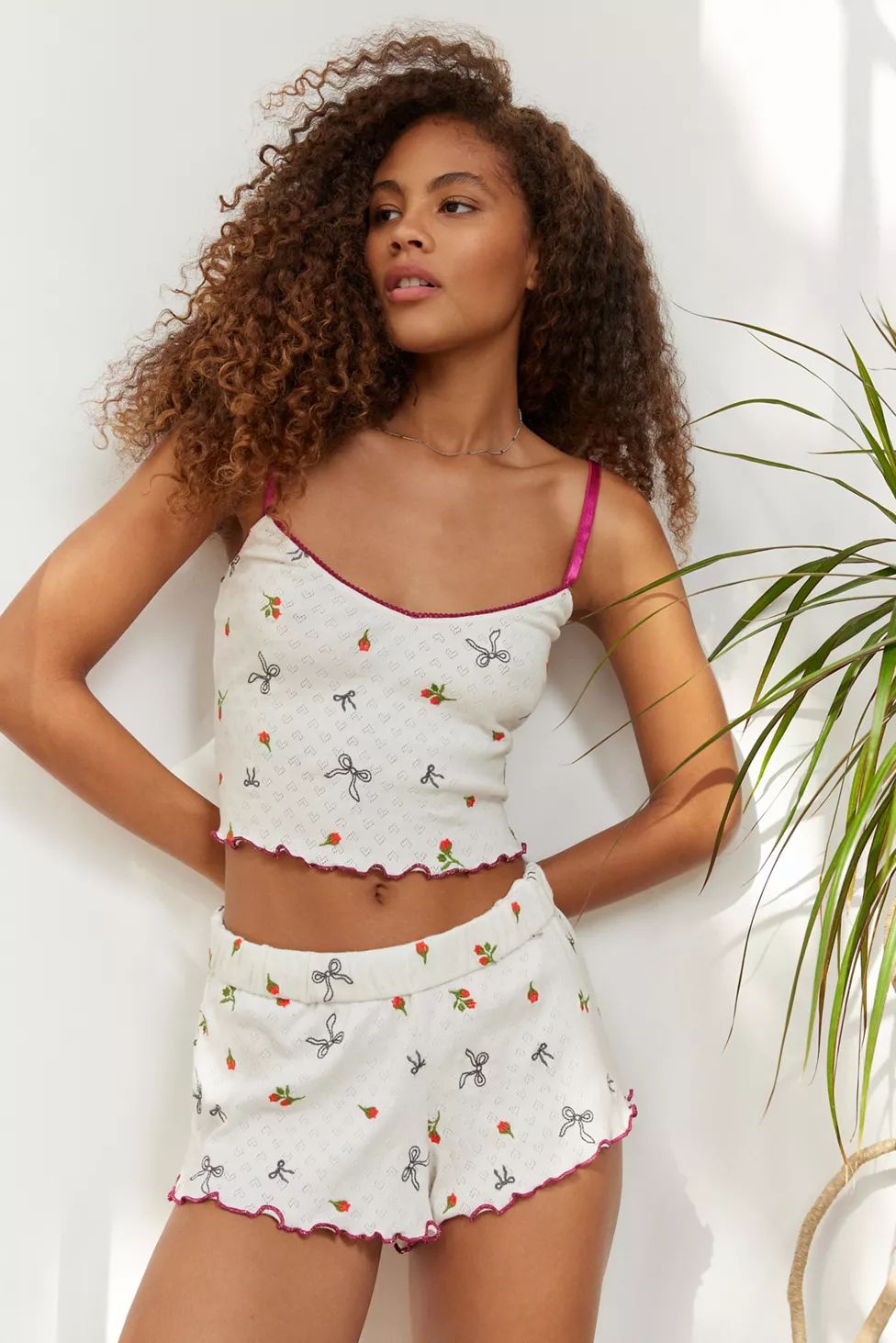 Out From Under Primrose Pointelle Cami & Low-Rise Micro Short Set | Urban Outfitters (US and RoW)