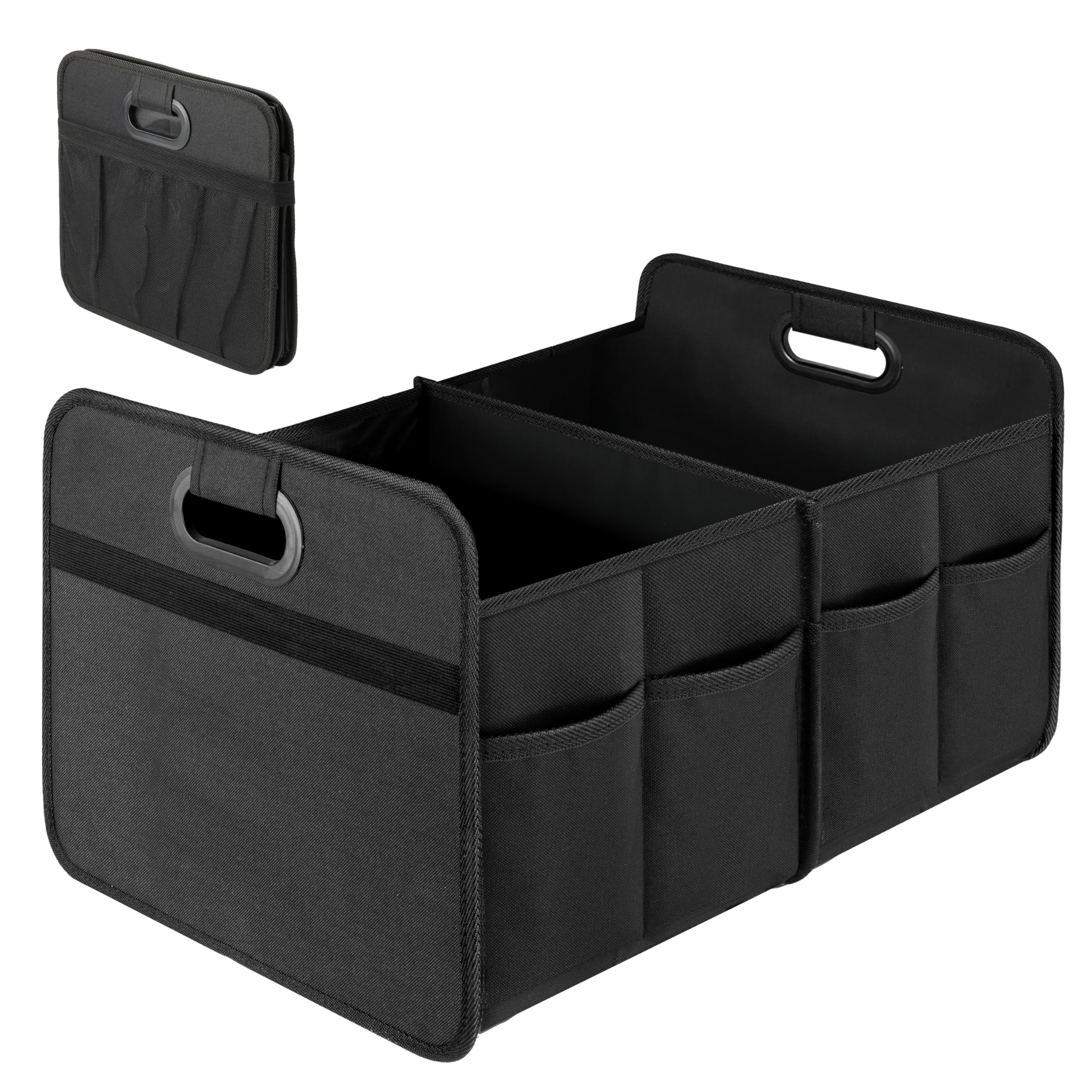 Simple Deluxe Car Trunk Organizer, 2 Compartments Collapsible Trunk Storage, Anti-slip Design, Made of Waterproof 600D Oxford Polyester, Suitable for SUV, Minivan, Truck, Standard Size, Black | Amazon (US)