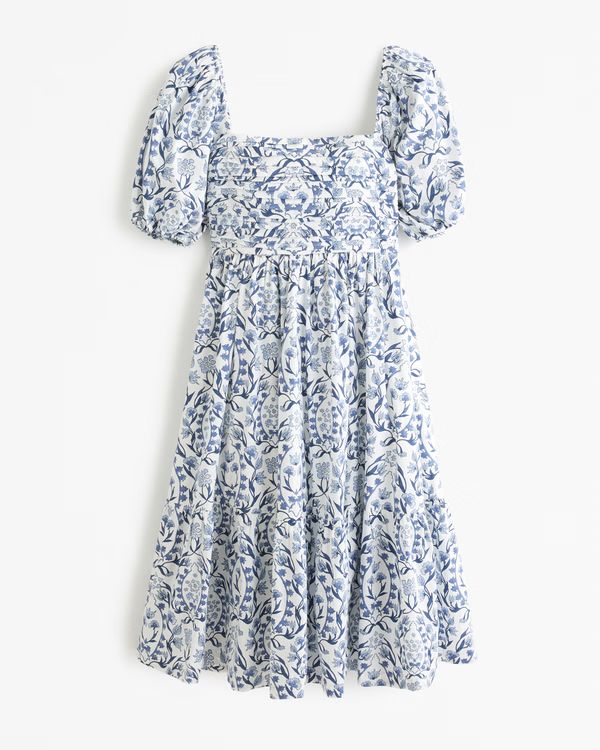 Emerson Poplin Puff Sleeve Midi Dress | Abercrombie & Fitch (US)