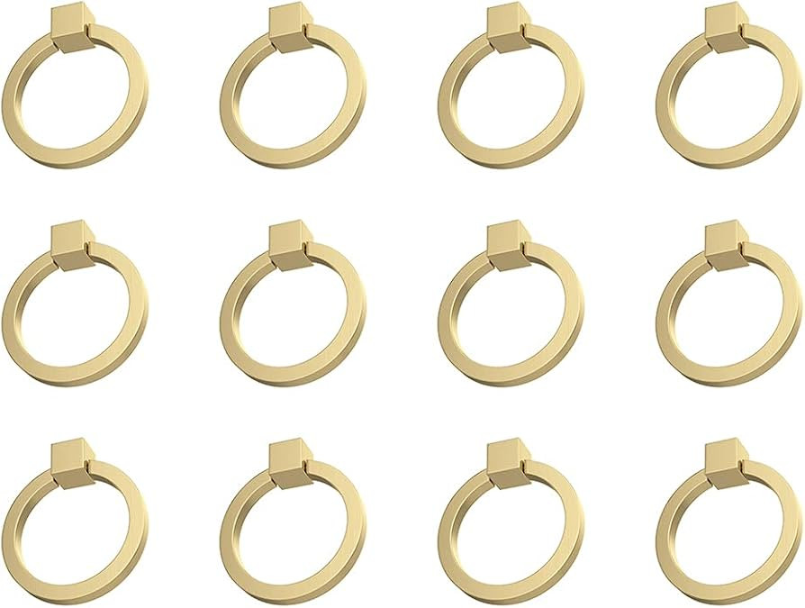 RZDEAL 12Pcs 2.0" x 1-7/8" Solid Brass Pulls for Dresser Drawer Ring Pulls Furniture Hardware Bru... | Amazon (US)