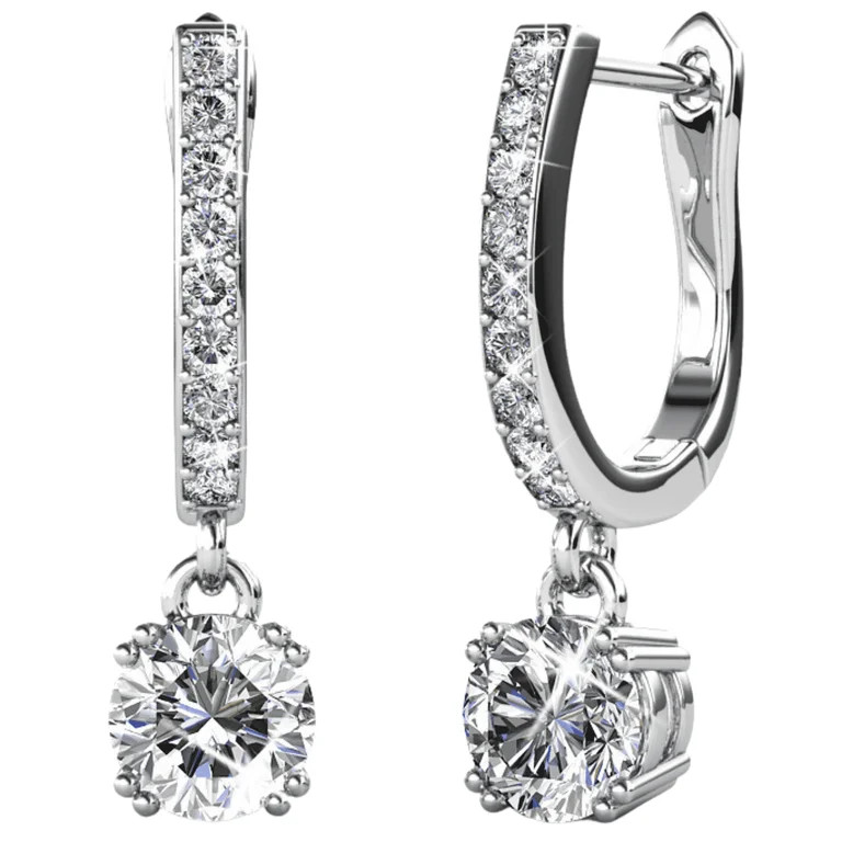 Cate & Chloe McKenzie 18k White Gold Plated Drop Dangle Earrings with Swarovski Crystals for Wome... | Walmart (US)