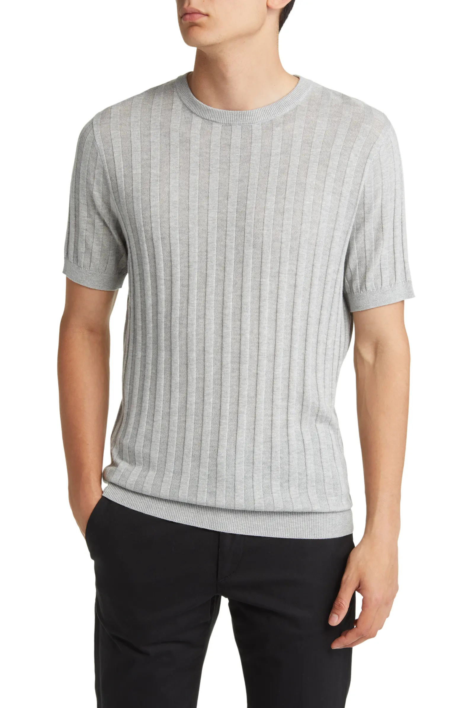 Ribbed Short Sleeve Crewneck Sweater | Nordstrom
