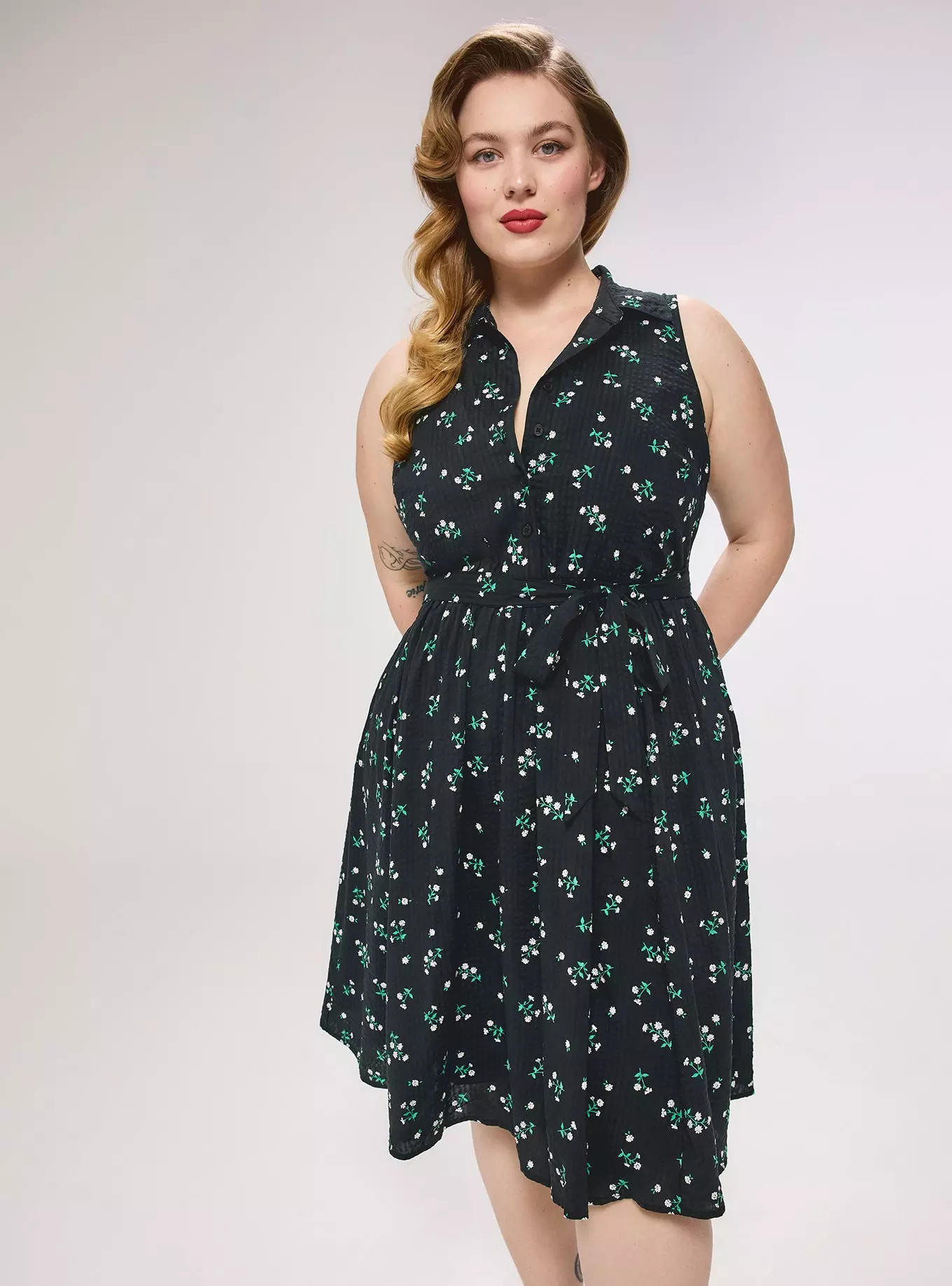 Retro Chic Collared Button Front Midi Dress | Torrid (US & Canada)