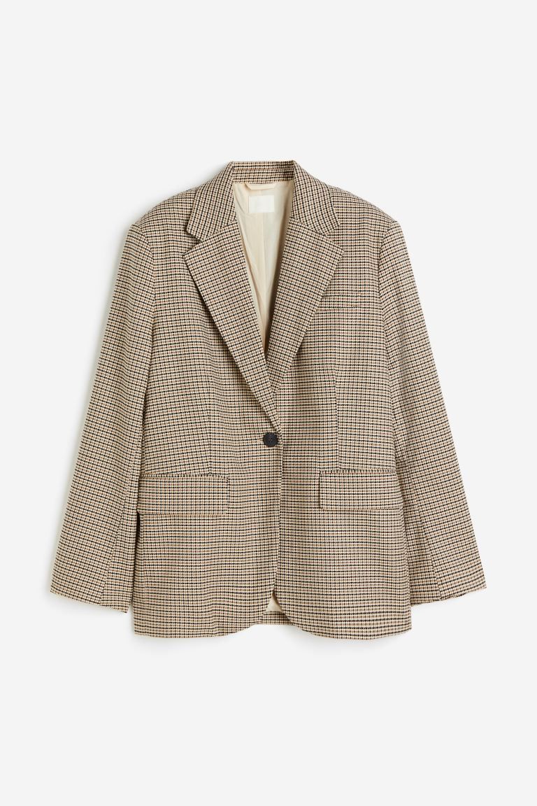 Oversized blazer - Brown/Dogtooth-patterned - Ladies | H&M GB | H&M (UK, MY, IN, SG, PH, TW, HK)