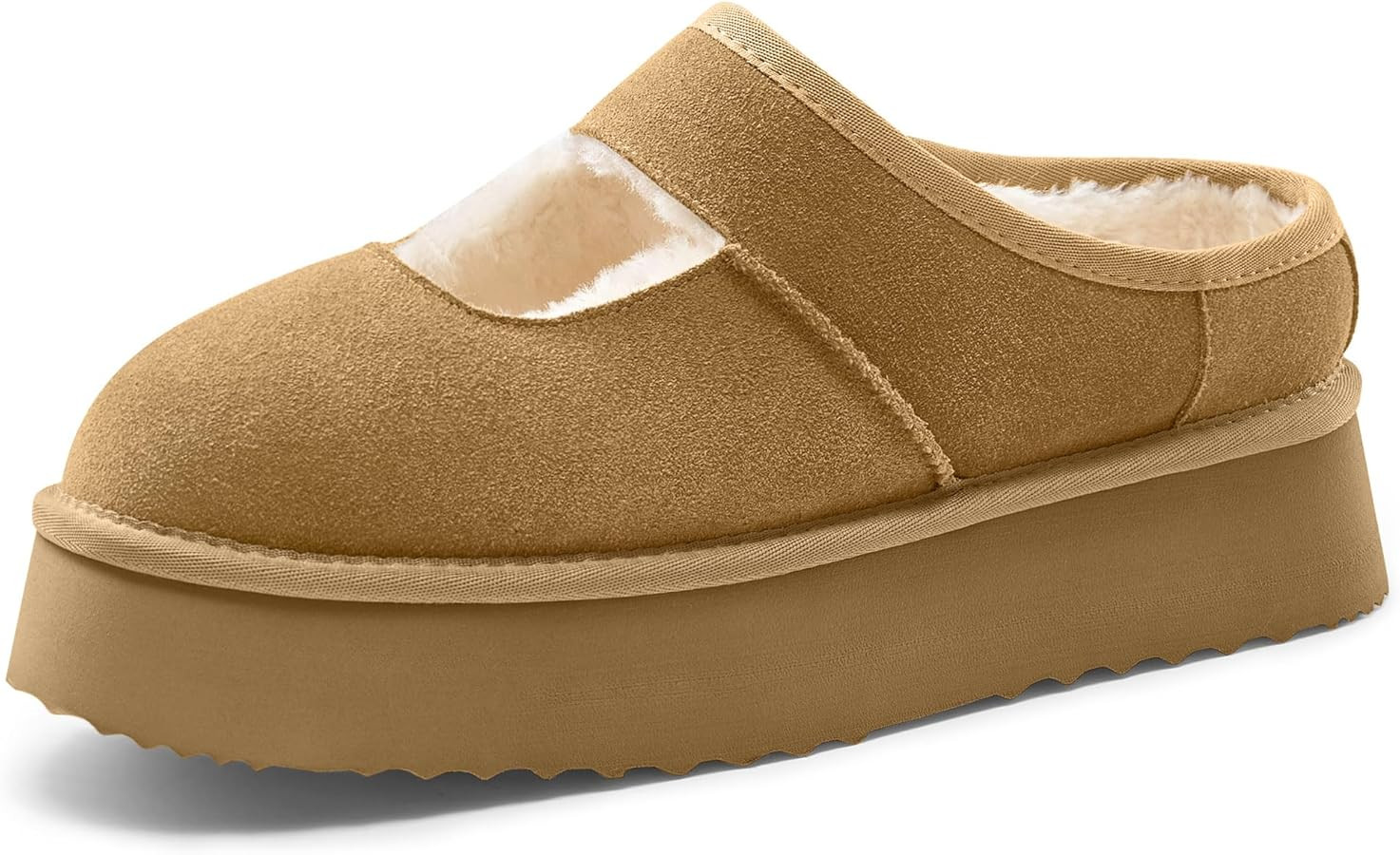 Vilanva Platform Slippers for Women Cozy Fur Lined Slip on Mary Jane Fall Shoes Warm Comfy House ... | Amazon (US)