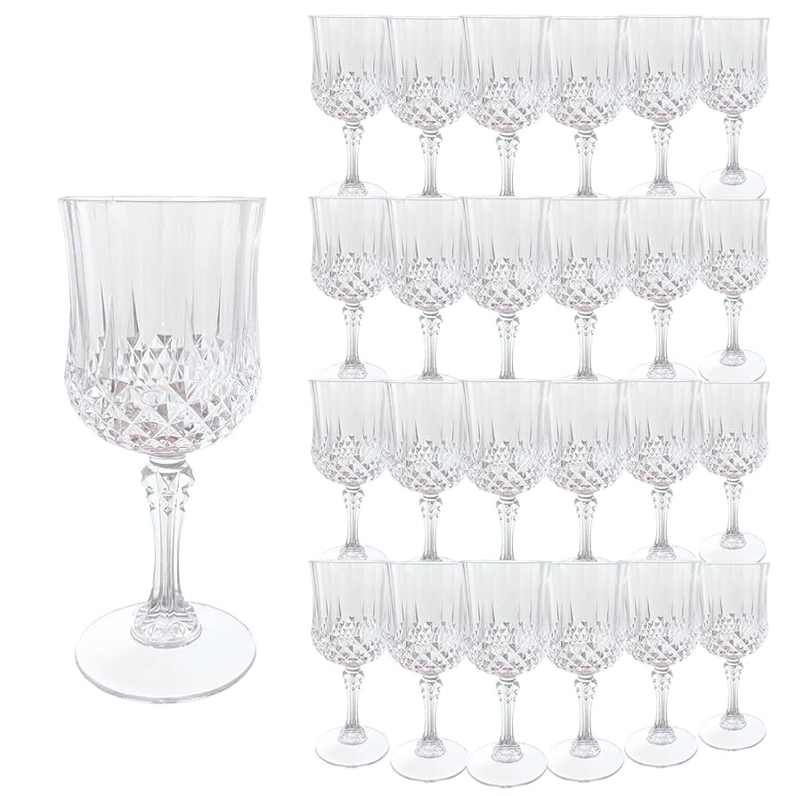 Plastic Wine Glasses，Plastic Goblets Vintage Style Cordial Drinking Glasses for Wedding Recepti... | Amazon (US)