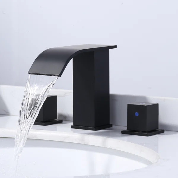 Widespread Waterfall Bathroom Faucet 3 Hole, 8 Inch Bathroom Sink Faucet with Pop Up Drain and Ho... | Wayfair North America