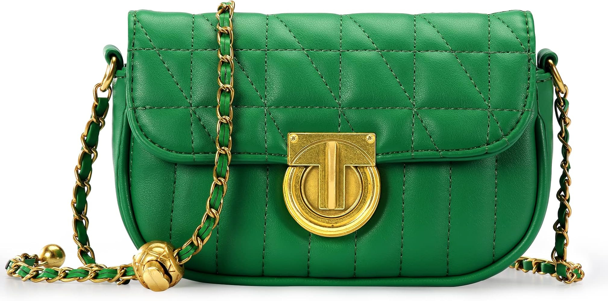 Milan Chiva Quilted Crossbody Bag for Women Fashion Small Handbag Cute Purse with Chain Shoulder ... | Amazon (US)
