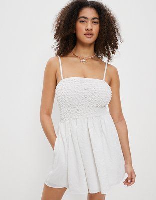 AE Smocked Popcorn Mini Dress | American Eagle Outfitters (US & CA)