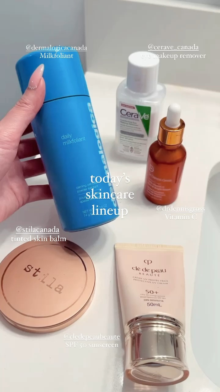 Morning skincare routine: OK, so I’m guilty for not taking off all my make up before bed, but the Saravi I make up remover is one of the best! It’s an affordable drugstore, find on super gentle on your eyes without leaving them feeling greasy. Next I cleanse with the dermalogica Milkfoliant, which gently exfoliates while cleansing. I follow this up with a vitamin C from Dr. Dennis gross and a Sunscreen with spf50  from Cledepeau. I’m finally just for some light coverage I use the Stila tinted skin balm 

#LTKbeauty #LTKunder50 #LTKFind